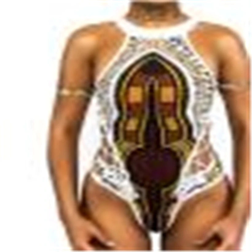 

Summer New 2017 Women African Print High Neck Swimwear Bandage String One Piece Monokinis Bathing Suit