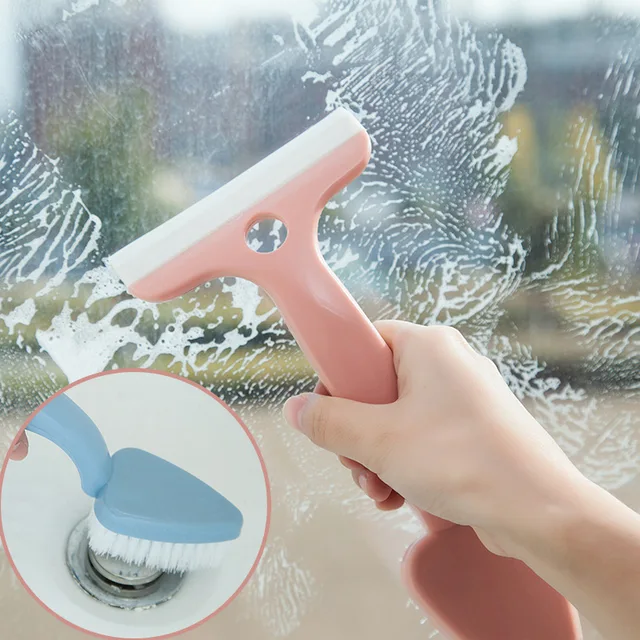 Multifunctional ceramic tile cleaning crevice brush glass scraper E470 wall cleaning brush