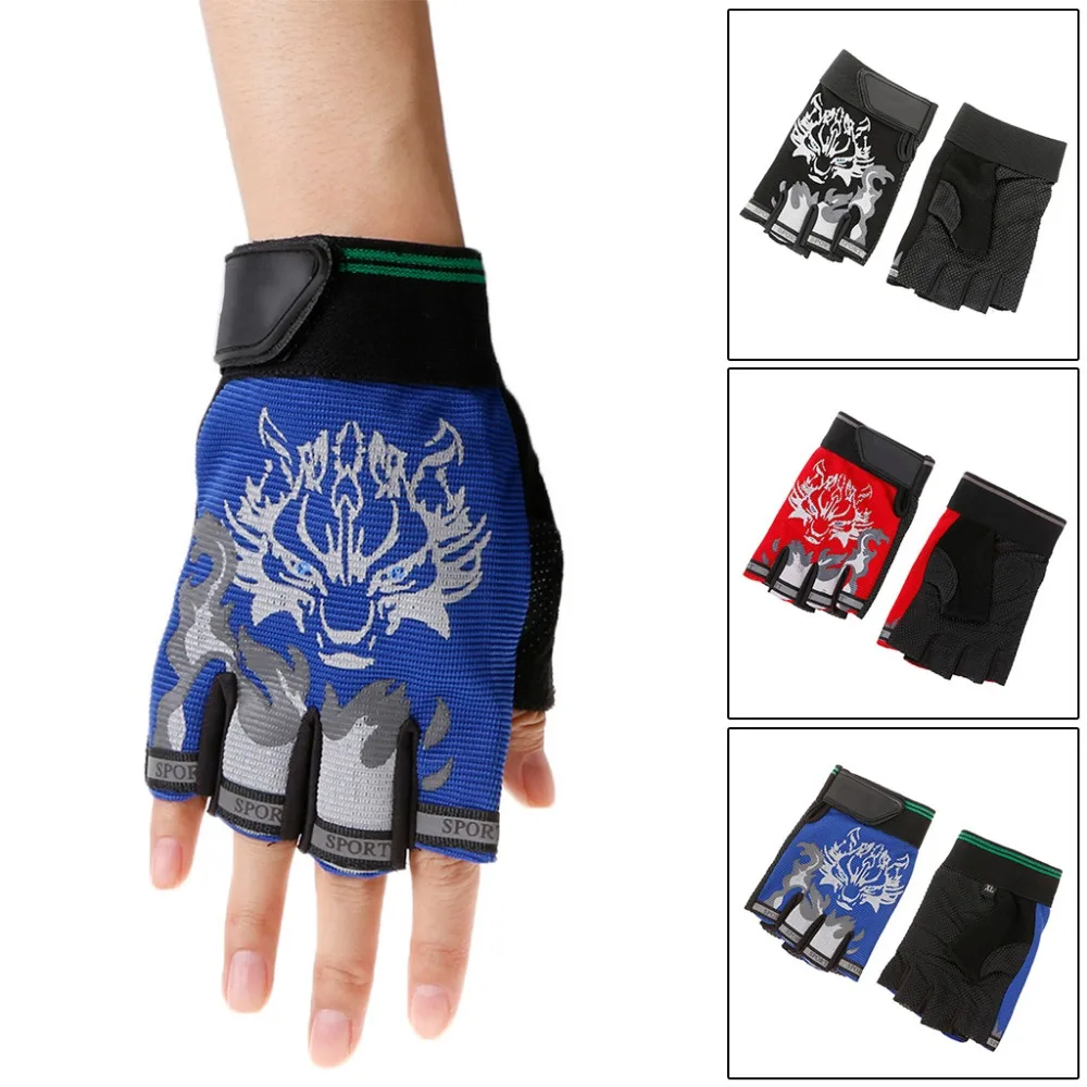 1Pair Children Cycling Gloves Half Finger Bicycle Gloves High Elastic Non-slip Bike Glove Camouflage Bike Gloves Riding Mittens