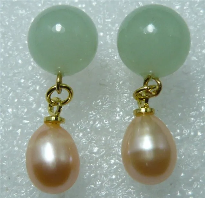

hot sell new - 4colors wholesale light green/red/purple/blue jade with yellow shell pearl fashon earrings .