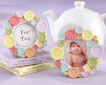 

(50 Pieces/Lot) Amazing Baby Gift of Cute as a Button Round Baby Photo Frame for baby birthday Party favor and baby decorations
