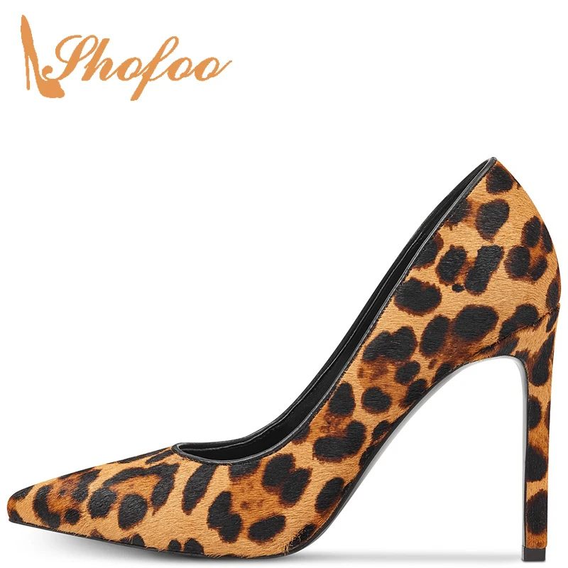 

Туфли-лодочки женские на шпильке, заостренный носок, высокий тонкий каблук, без застежки, офисная обувь для взрослых, цвет коричневый Леопардовый, большие размеры 11 16, лето