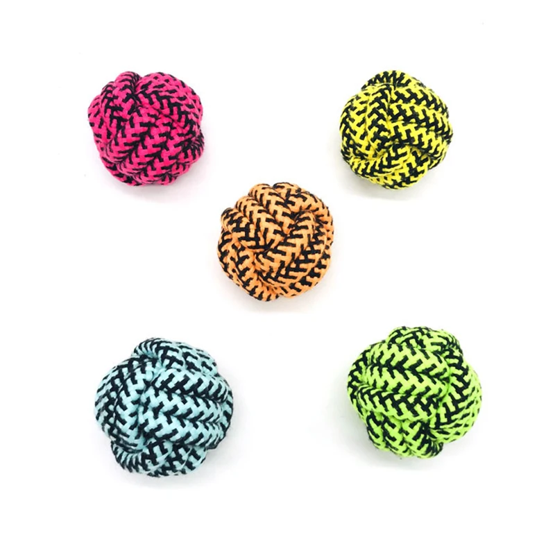 

Knitted Dog Toy Colorful Cotton Knot Ball Chew Toys Resistant Bite for Pet Dogs Teeth Training Clean Molar Playing Toys Braided