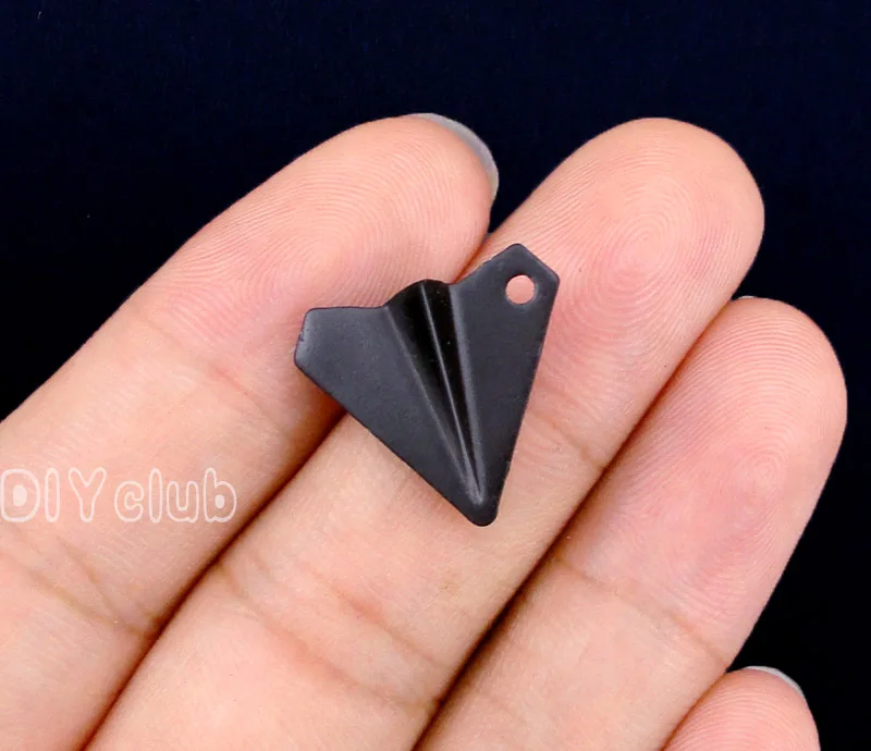 50pcs Paper Airplane Charms Black Tone Paper Air Craft Charms Pendant 