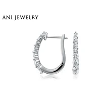 ANI 18 К белого золота Для женщин круг серьги 0,48 КТ Certified я/S1 натуральным Diamond Мода молодой леди вечерние серьги небольшой обруч