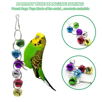 

Parrot String Toy With 6 Crisp Bells Chew Hanging Cage Toy For Parakeet Cockatiel Canaries Finches Small Birds