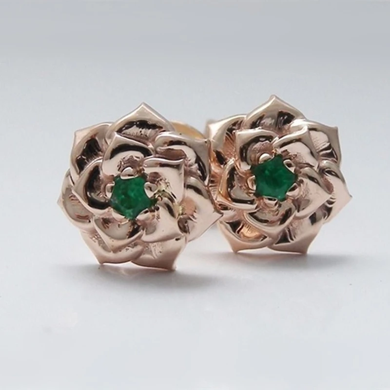 

Fashion Rose Gold Color Flower Earrings for Women New Unique Stud Earrings Anniversary Jewelry Gift