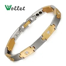 Wollet ювелирные изделия золото 316 нержавеющая сталь браслет для женщин мужчин здоровый био из магнетита Германия Турмалин ион Инфракрасный