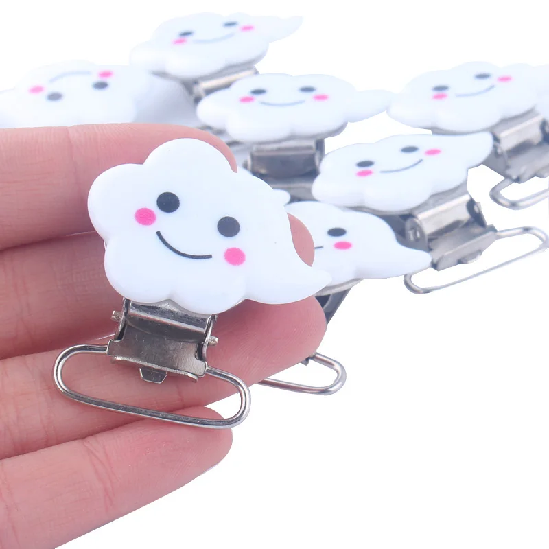 5pcs Cloud Metal Pacifier Clips Cute Smile Cloud Pacifier Holder Clip for DIY Dummy Chain in