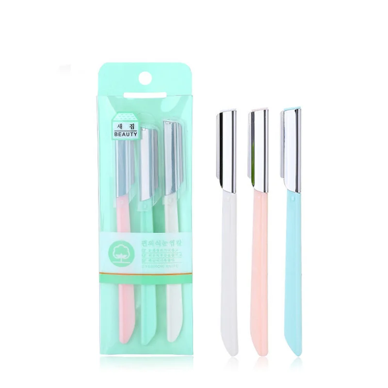 

professional Stainless Steel Eyebrow Trimmer Makeup Facial Kit 3pcs/Set Eyebrow Shaping Brow Blade Make Up Shaver Make Up Tools
