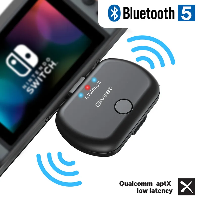 

Bluetooth 4.2 Transmitter Mini Wireless Audio Adapter for Nintendo Switch & PC No Sound LagDual Link Support High Speed Charging