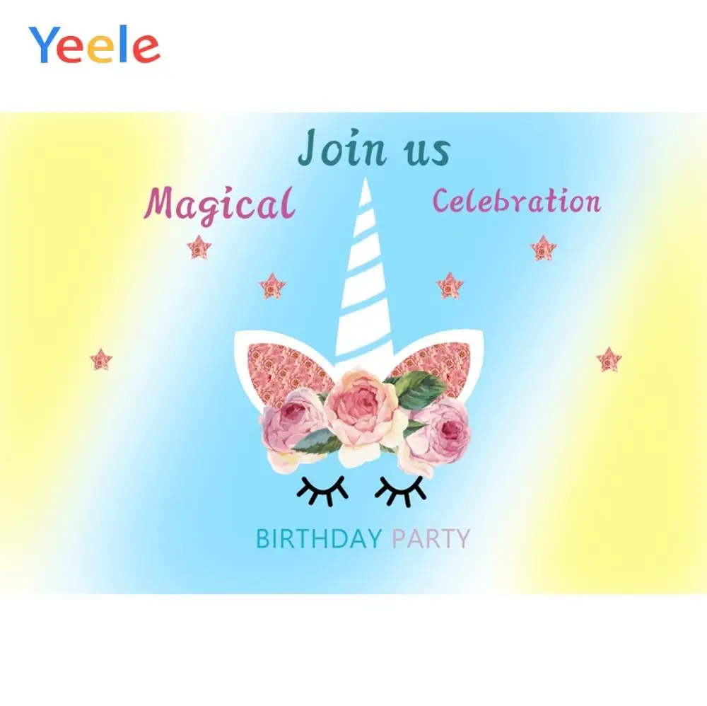 

Yeele Unicorn Gradient Magical Celebration Birthday Photography Backgrounds Customized Photographic Backdrops for Photo Studio