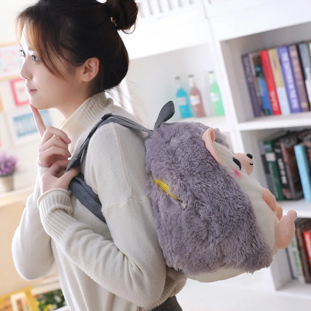 Милый Плюшевый Рюкзак Ежик, мягкий школьный рюкзак для студентов, плюшевый мультяшный рюкзак с животным, сумка через плечо для детей, подарок для мальчиков и девочек