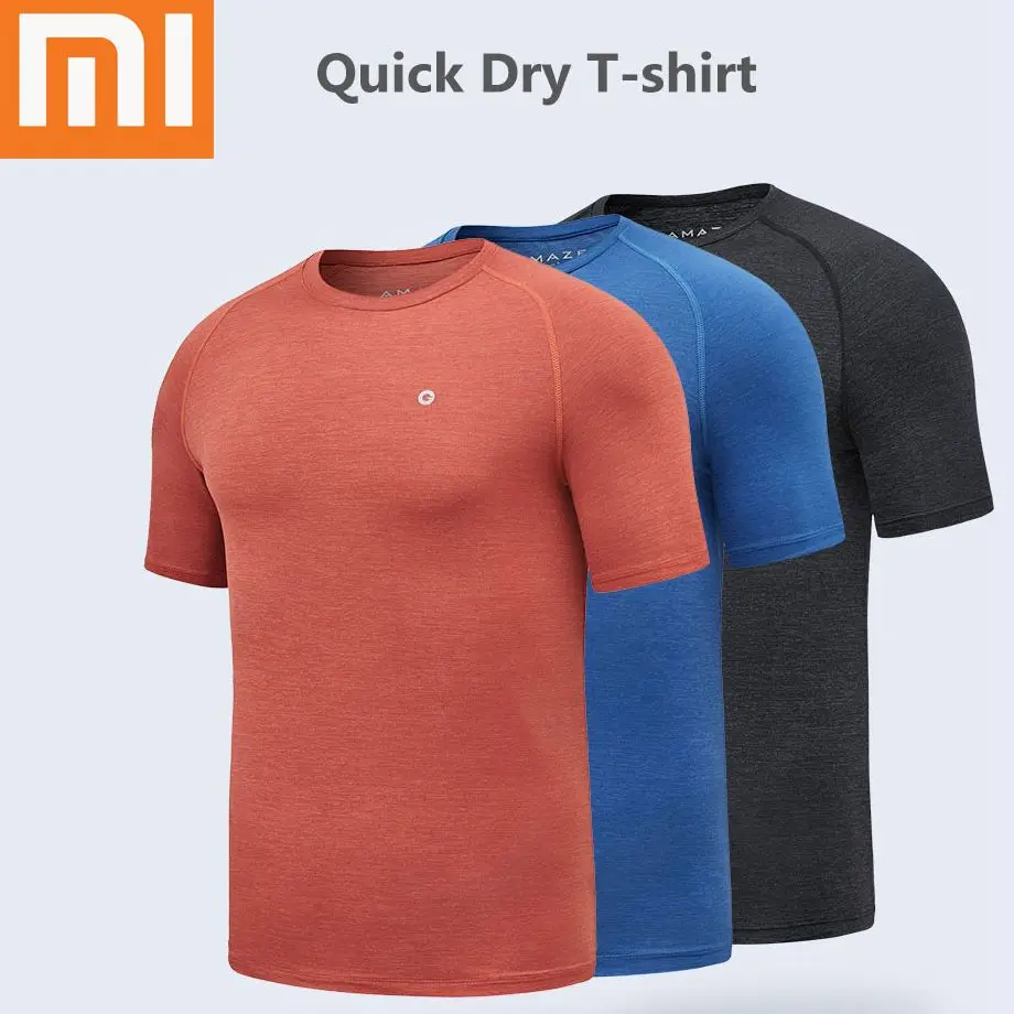 

Xiaomi Mijia AMAZFIT T-shirt- Man Quick-drying Short Sleeve Xiao Mi Running T-shirts- Xioami Xaomi Men T Shir t Xiami Gym Shirt-