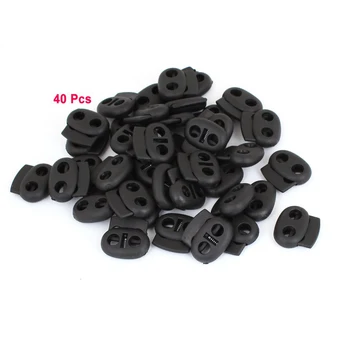 

Backpack Lanyard Spring Stop Ends Rope Cord Locks Black 40 Pcs