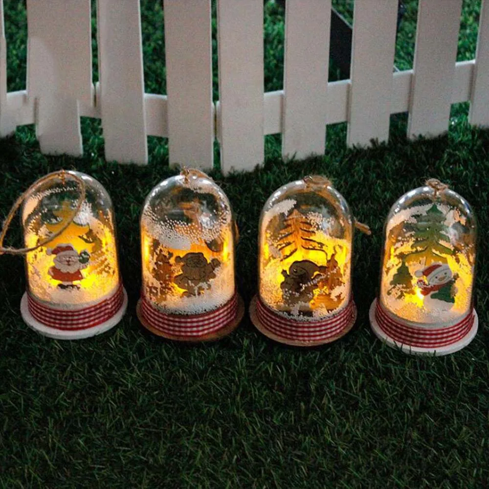 

1pc New Year Ornaments Lucky Xmas Party Santa Claus/Snowman Pattern Lights Christmas Home Decoration Accessories Crafts