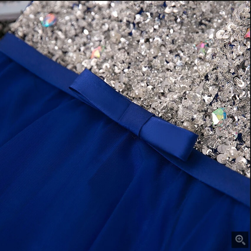 Vestido De Festa Королевский синий трапециевидный бисер кристаллы сверкающие вечернее
