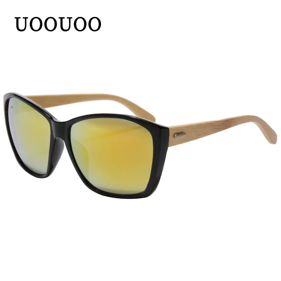 Модные женские солнцезащитные очки Женские бамбуковые UV400 зеркальные для