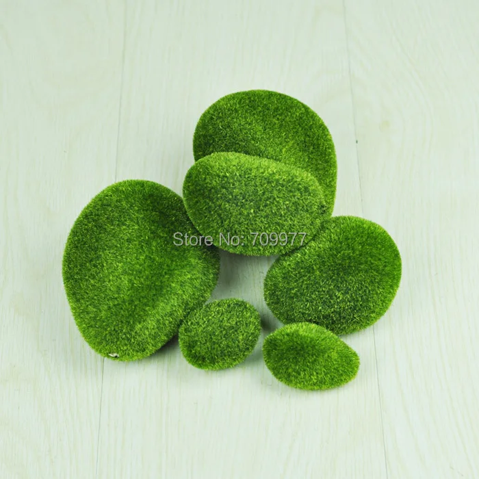 6pcs Green Artificial Foam Moss Stones Home Garden Decor DIY Landscape