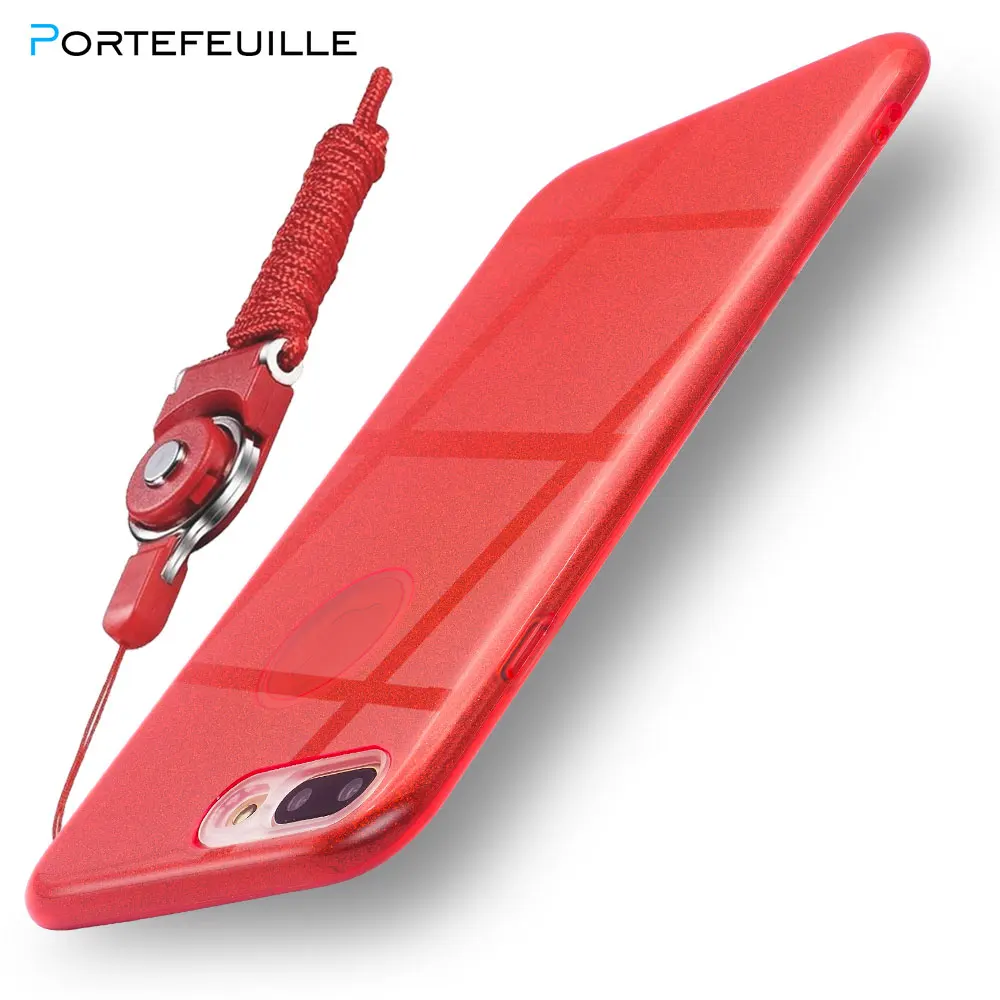 

Portefeuille For iPhone 8 Plus Case Luxury Glitter Bling Cover with Strap Lanyard For Apple iPhone XS Max X XR 7 6 6S Logo Coque