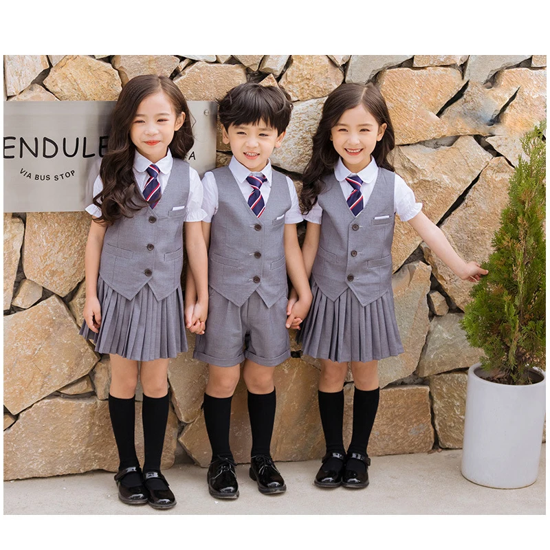 ActhInK/Новинка года; комплект из 3 предметов для девочек; деловой костюм с серым жилетом школьная форма для девочек-подростков; комплект одежды для девочек в консервативном стиле; костюм для девочек