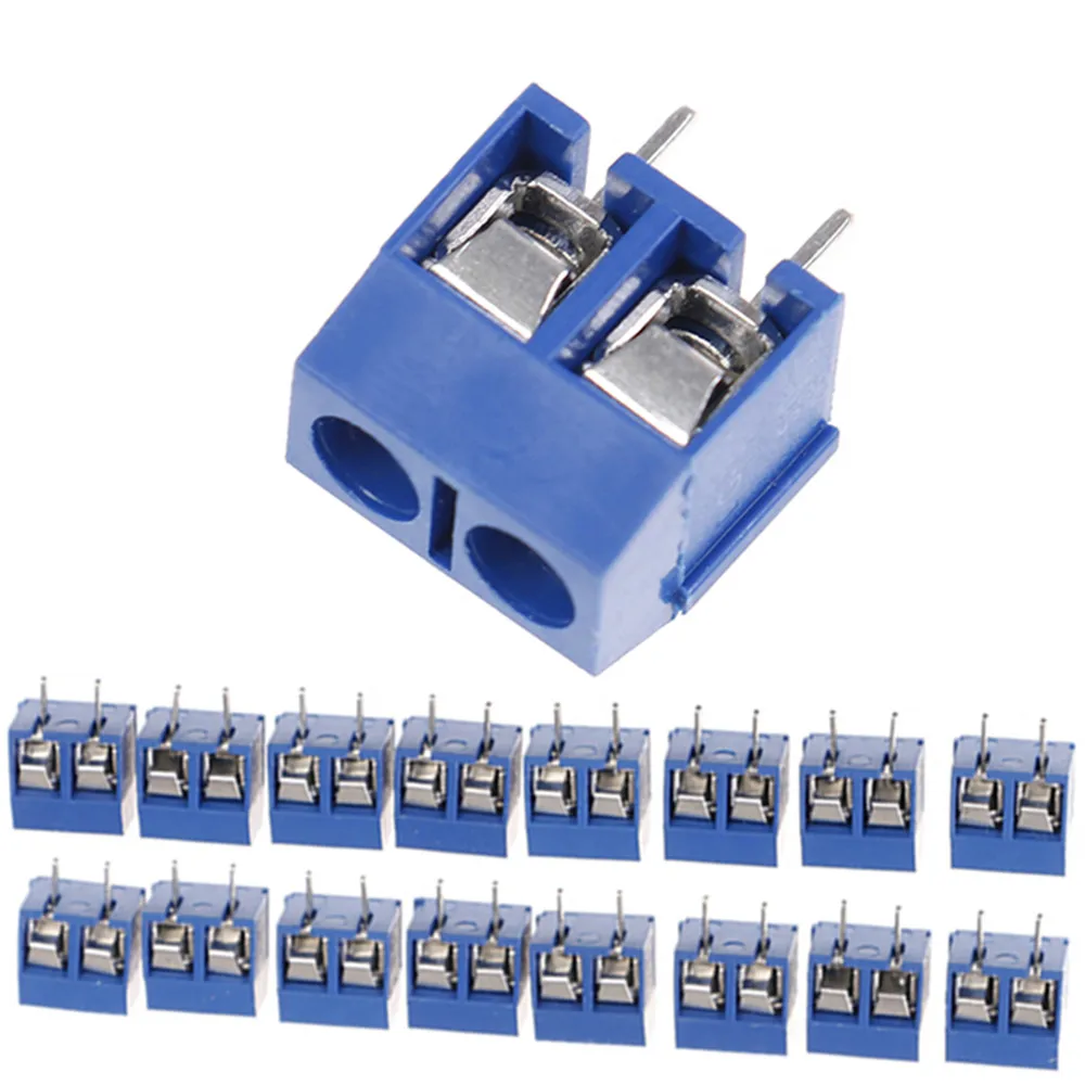 10Pcs blue 2-pin pitch screw terminal block connector 5.08mm panel pcb mountP!E