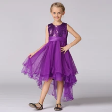New arrive kid girl dress trailing dress for Child solid Sequined dress for girl L9018