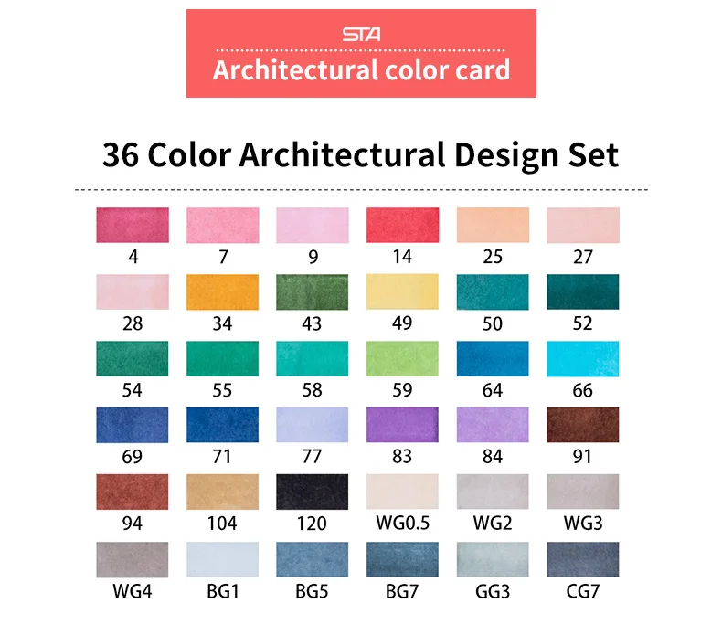 STA 36/48/60/72 Цвета маркер для рисования на спиртовой основе Маркеры Набор ручек для рисования комиксов двойной светодиодный Эскиз Маркер ручки для дизайна расходные материалы