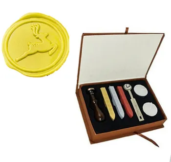 

Vintage Elk Runing Picture Logo Wedding Invitation Art Wax Seal Sealing Stamp Sticks Spoon Gift Box Set Kit
