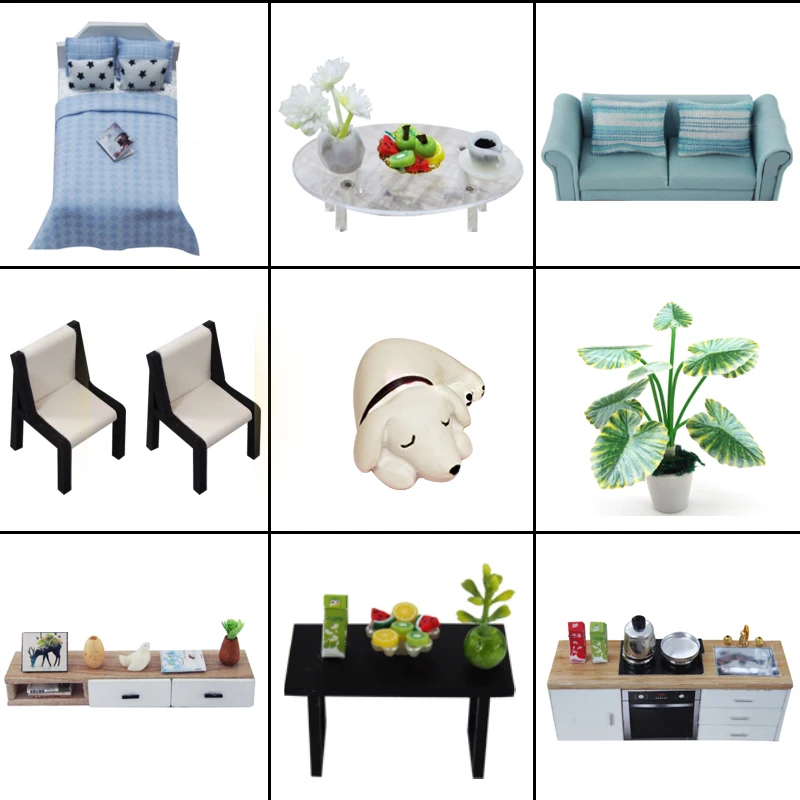 Cutebee DIY House украшения миниатюрные с мебель светодиодный музыкальный Пылезащитный чехол модели, строительные блоки, игрушки для детей, Casa De Boneca J16