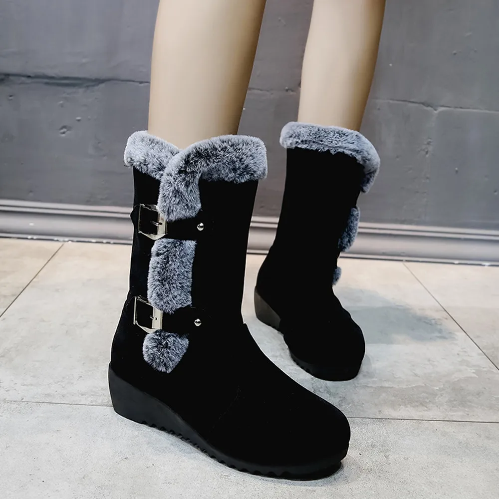 Autumn Winter warm new furry Boots Women Slip On Soft Snow Boots female
