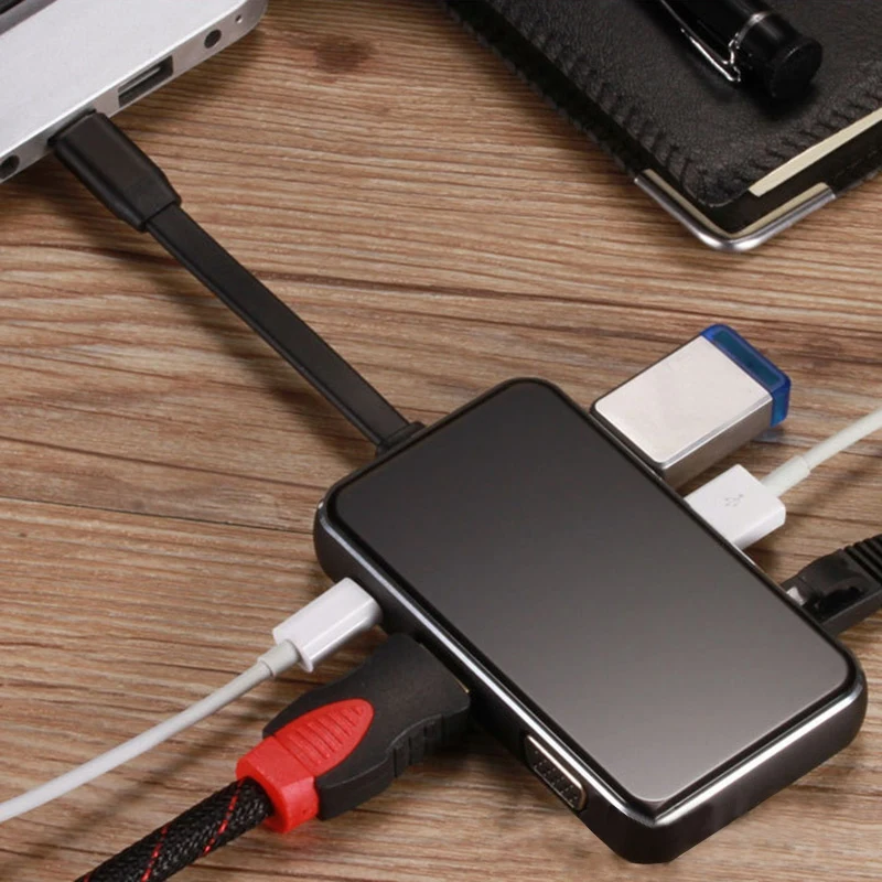 Type-C Turn Hdmi Rj45 Vga Six-In-One многофункциональный конвертер для ноутбука Usb-C док-станция
