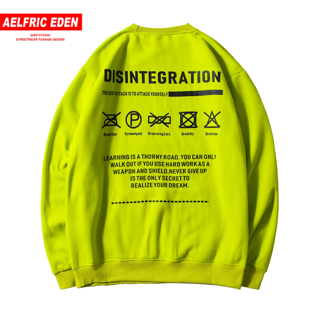 

Aelfric Eden Fleece Letter Print Sweatshirts Mens 2019 Harajuku Hip Hop Casual Pullover Fashion Oversized Long Sleeve Streetwear