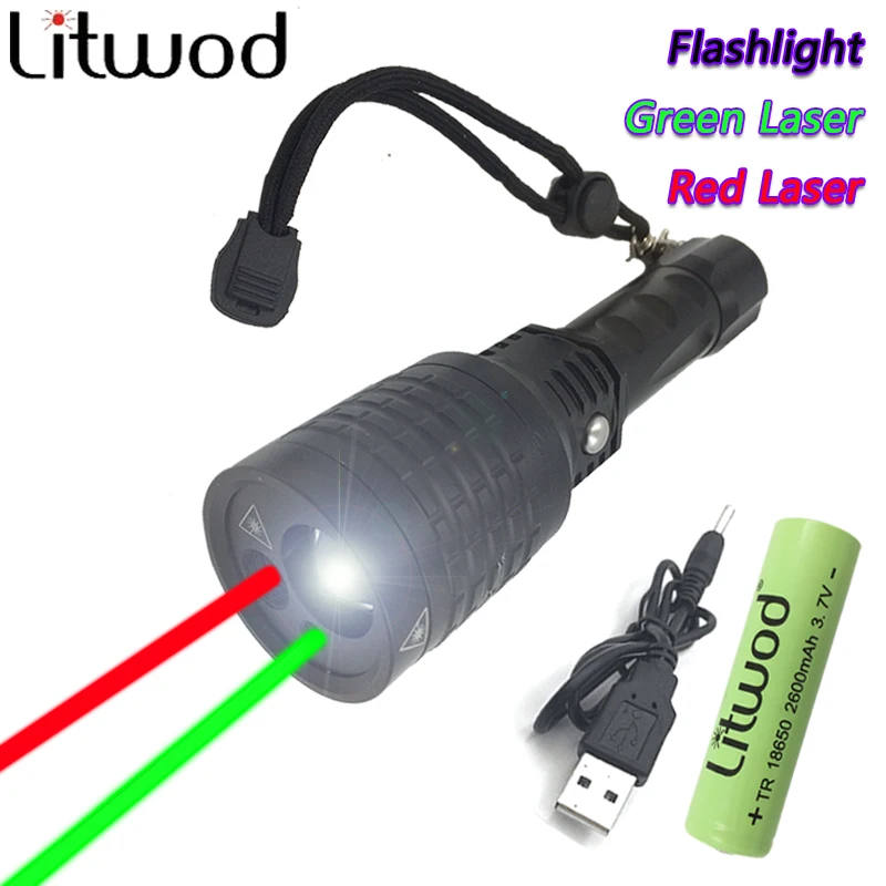 Litwod Z3008 3 New flashlight red Green Laser Flashlight Pointer light