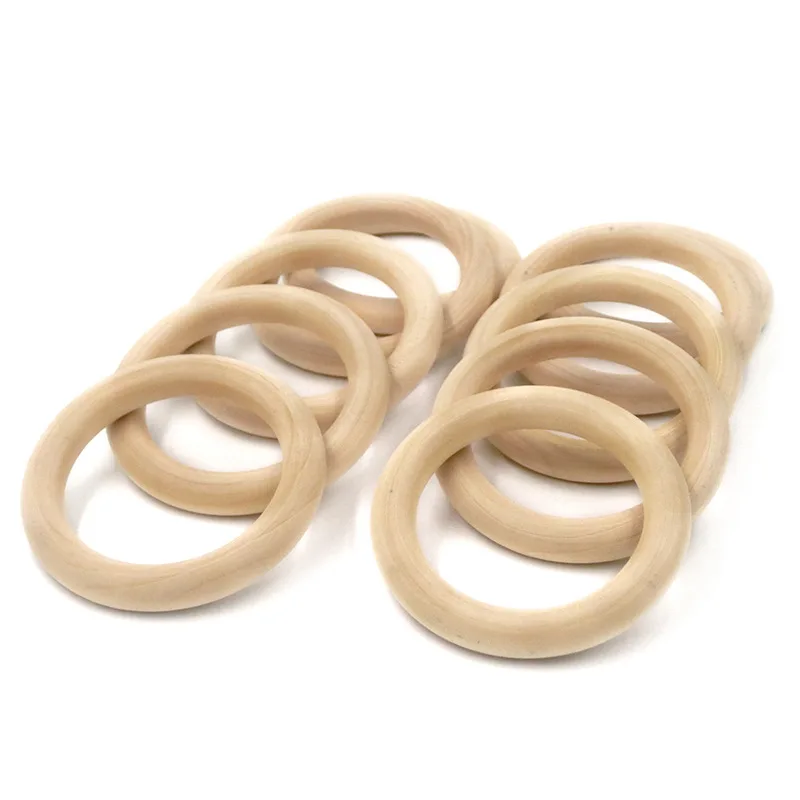 5pcs New Fashion Baby Wooden Rings Teething Rings 55mm/68mm Necklace Bracelet DIY Crafts Wooden Rodents Natural Safe Teether Toy