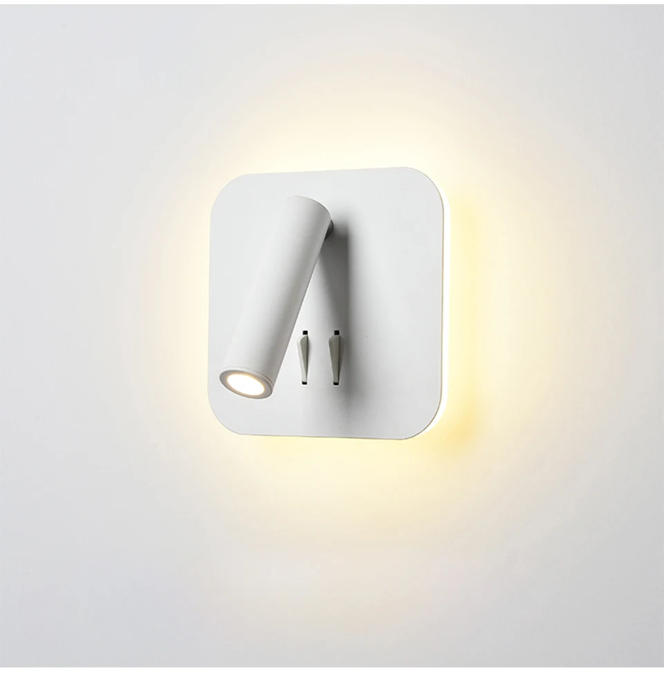 Nordic LED Wall Lamp with switch 3W spotligh 6W backlight free rotation Sconce indoor wall light For Home Bedroom Bedside light decorative wall lights