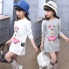2017 Printemps et Automne filles vêtements Nouveau chandail à manches longues impression coton Lettre solide couleur vêtements filles basant la chemise