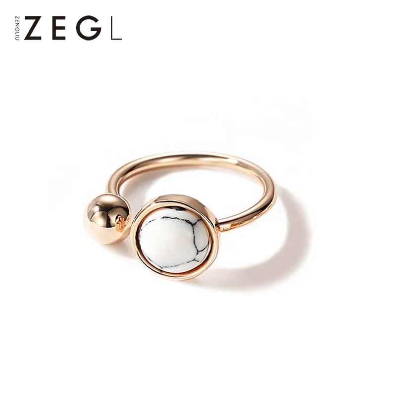 

ZEGL personality fashion marble ring open index finger ring ladies tail index ring