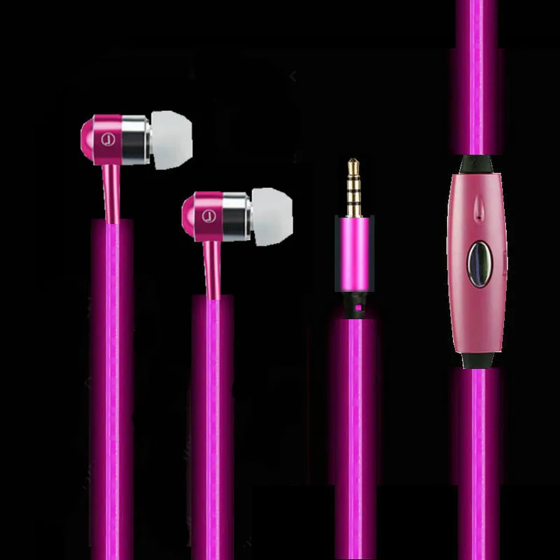 

Grace In-ear Colorful Fashion Cool Led Flashlight Follow Music Glow in the dark Stereo Luminous Earphones for xiaomi MP3 Running
