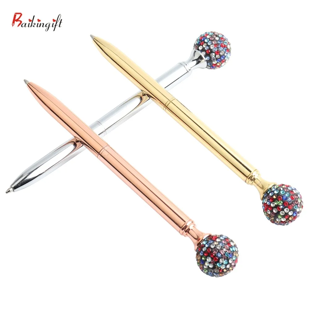 Новая шариковая ручка круглые цветные бриллианты металлический материал красивая ручка 0,7 мм канцелярский подарок для студента логотип на заказ