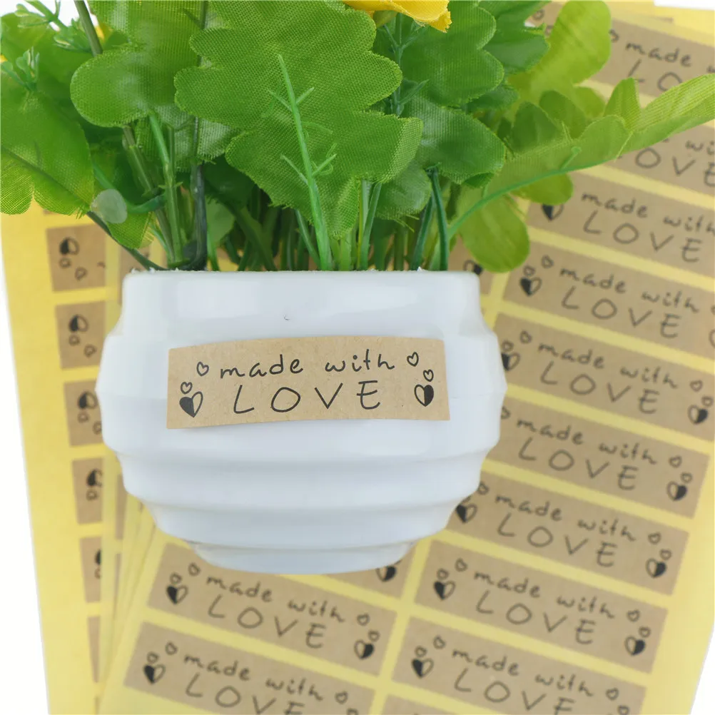 

5 sheets Hand Made Labels Packaging Point Sticker DIY Paper Crafts Made With Love Kraft Sealing Stickers