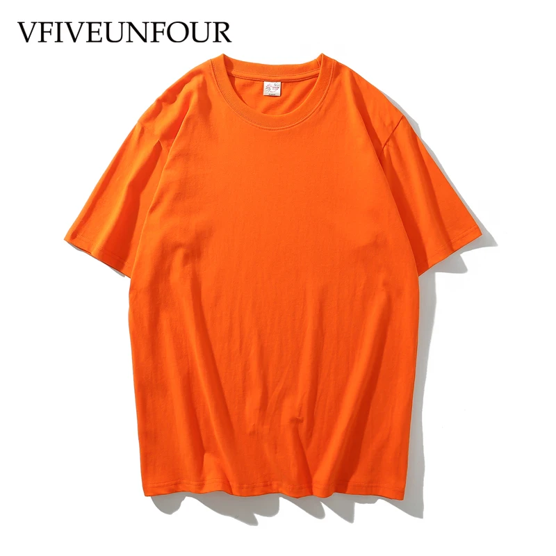 

VFIVEUNFOUR fashion 100% Cotton tshirts men solid pure color clothes hip hop clothing streetwear Casual Short sleeve hot Sale