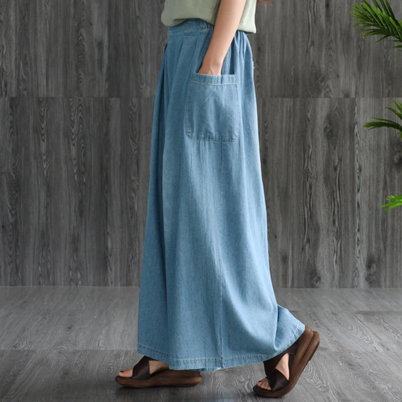 Брендовые женские широкие брюки, свободные джинсы с высокой талией, уличная одежда, эластичные повседневные штаны с резинкой на талии, синие женские джинсы больших размеров