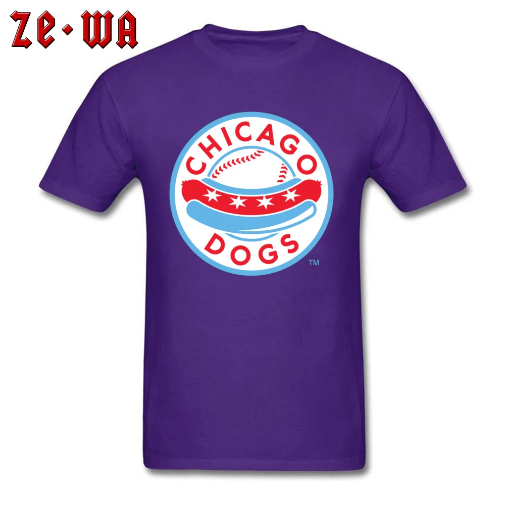 PrintedSummer Short Sleeve Tops Tees Autumn Slim Fit Crewneck All Cotton Tee-Shirt Men T Shirt Chicago Dogs 6369  Chicago Dogs 6369 purple