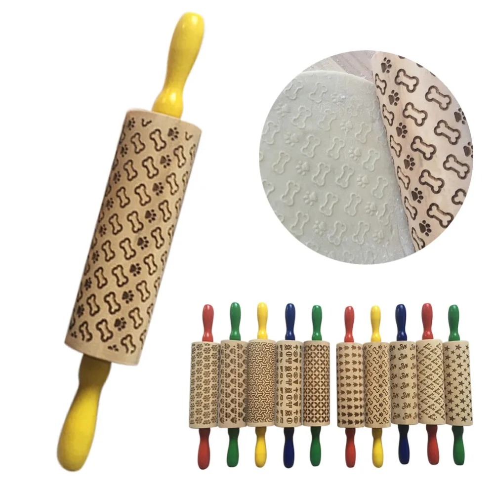 Non Stick Wooden Rolling Pin Embossing Rolling Pin Fondant Non Stick Wooden Rolling Pin Embossing Rolling Pin Fondant