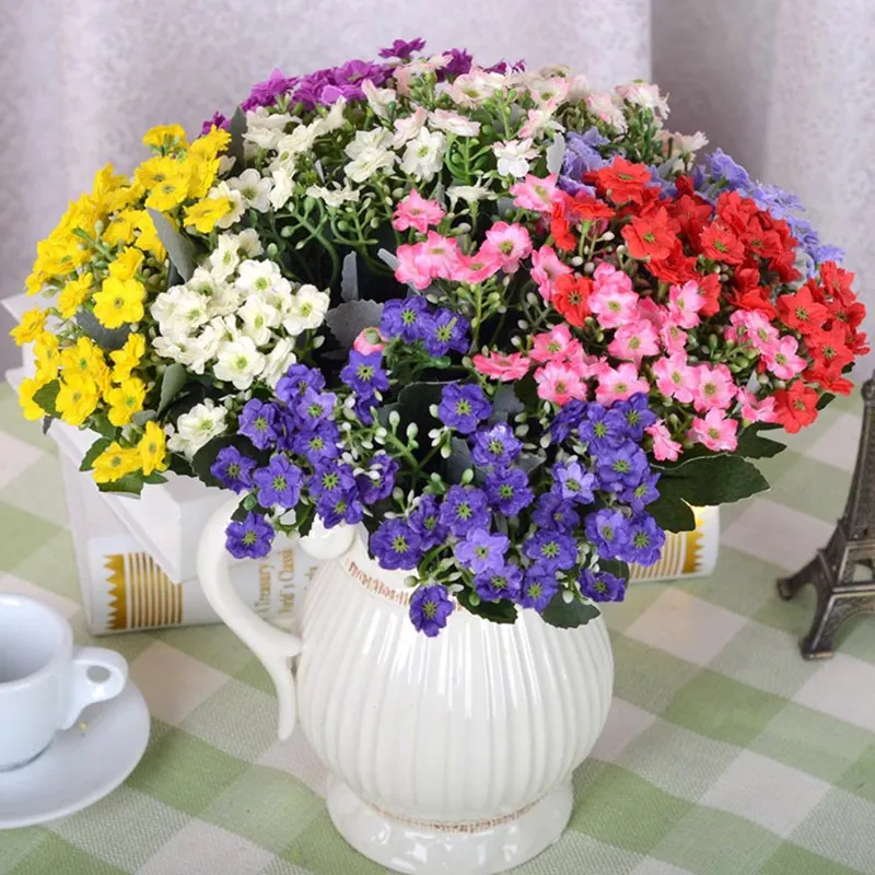 New 36 Flowers Emulation Silk Flower Fork Milan ...