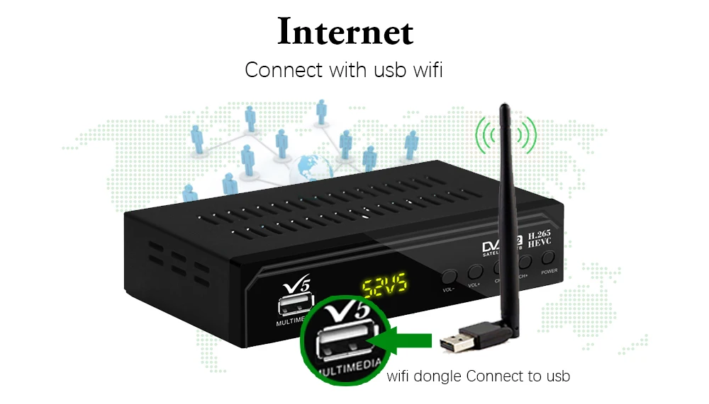 Новейший DVB S2 приемник H.265 полностью HD 1080p цифровой спутниковый ТВ приемник Поддержка YouTube wifi CCCAM DVB S2 телеприставка