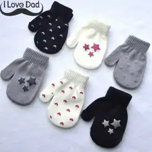 Детские варежки с защитой от царапин, в горошек, со звездами, с узором сердца, детские перчатки, мягкие вязаные теплые перчатки