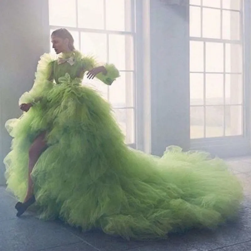 robe de soiree Arabic Evening Dress Long Modest Formal Dresses Dubai Tiered Tulle Hi Low Evening Gowns Elegant Long Sleeves robe de soiree Arabic Evening Dress Long Modest Formal Dresses Dubai Tiered Tulle Hi Low Evening Gowns Elegant Long Sleeves