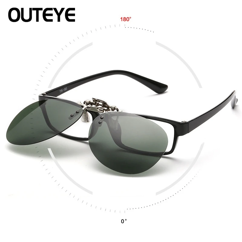 

OUTEYE Eyewear Mirror Polarized Sunglasses Men Night Vision Lens Sun Glasses Flip Up Clip On Sunglass Outdoor Goggles